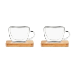 Set de 2 tazas de café pequeñas con base de bambú 60ml Espresso color transparente segunda vista