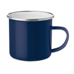Taza vintage de metal con borde plateado de 350ml Classic color azul