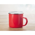 Taza vintage de metal con borde plateado de 350ml Classic color rojo vista bodegón