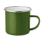 Taza vintage de metal con borde plateado de 350ml Classic color verde