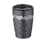Vaso térmico de acero con formas geométricas 350ml Avenue Liberica color gris oscuro segunda vista con logo