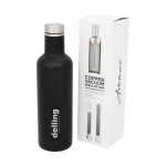 Botellas personalizadas térmicas elegantes de acero 750ml Avenue Road color negro vista impresa logo 2