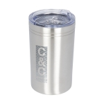 Vaso térmico de acero con cierre antideslizante 330ml Coffee Club color plateado vista impresión tampografía