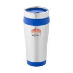 Taza termo personalizada barata acero y plástico 410ml Inox Colors color azul vista impresión tampografía