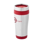 Taza termo personalizada barata acero y plástico 410ml Inox Colors color rojo segunda vista con logo