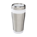 Taza termo personalizada barata acero y plástico 410ml Inox Colors color blanco segunda vista frontal