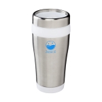 Taza termo personalizada barata acero y plástico 410ml Inox Colors color blanco vista impresión tampografía