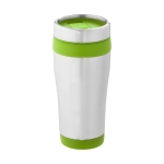Taza termo personalizada barata acero y plástico 410ml Inox Colors color verde lima segunda vista frontal