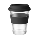 Taza para llevar de cristal con tapa y cinta 350ml color negro tercera vista