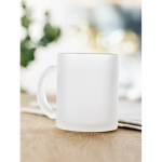 Taza de cristal mate para impresión de imagen 300ml Frost Sublim color blanco transparente vista bodegón