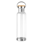 Bidones personalizados de tritán con tapa de bambú y asa 800ml Clip color transparente