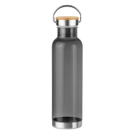 Bidones personalizados de tritán con tapa de bambú y asa 800ml Clip color gris transparente