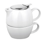 Juego de té con tetera de 440ml personalizado y taza Duet color blanco
