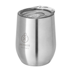 Vasos de acero personalizados brillantes 400ml Single Cuisine Metallic color plateado mate imagen con logo