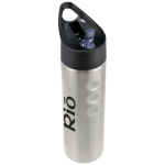 Botella deportiva de acero con boquilla y diseño ergonómico 750ml Fit color plateado vista impresión tampografía