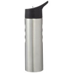 Botella deportiva de acero con boquilla y diseño ergonómico 750ml Fit color plateado vista lateral