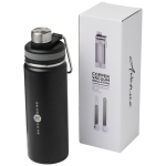 Bidones deportivos de acero con asa y boquilla 590ml Avenue Sport color negro vista impresión tampografía