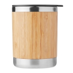 Vaso térmico de acero con carcasa de bambú compacto 250ml Sweden color madera tercera vista