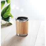 Vaso térmico de acero con carcasa de bambú compacto 250ml Sweden color madera vista bodegón