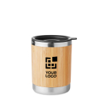 Vaso térmico de acero con carcasa de bambú compacto 250ml Sweden color madera vista de impresión