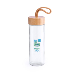 Bidón de cristal con tapón de bambú y asa 430ml Crystal Bamboo Clear vista principal