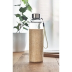 Botella de cristal antifugas con funda de yute 500ml Crystal SlowLife color beige vista bodegón