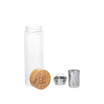 Botella de vidrio con infusor y doble pared 490ml TeaBoo XL color natural imagen con logo 5