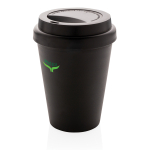 Vaso take away de plástico y doble pared de 300ml Takeaway Daily color negro vista con logo