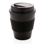 Tazas con tapa de plástico reciclables de 350ml Takeaway Comfort color negro
