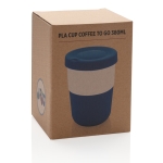 Taza take away sostenible de PLA grande y 380ml Funny color azul segunda vista con caja