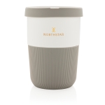 Taza take away sostenible de PLA grande y 380ml Funny color gris vista con logo