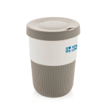 Taza take away sostenible de PLA grande y 380ml Funny color gris vista de impresión