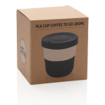 Vasos takeaway eco con logo, agarre y tapa de 280ml Barista color negro segunda vista con caja
