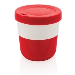 Vasos takeaway eco con logo, agarre y tapa de 280ml Barista color rojo