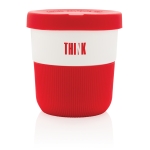 Vasos takeaway eco con logo, agarre y tapa de 280ml Barista color rojo vista con logo