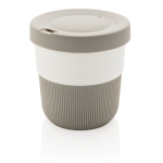 Vasos takeaway eco con logo, agarre y tapa de 280ml Barista color gris