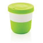Vasos takeaway eco con logo, agarre y tapa de 280ml Barista color verde