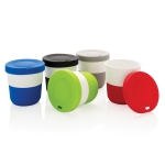 Vasos takeaway eco con logo, agarre y tapa de 280ml Barista color verde vista general