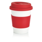 Taza takeaway biodegradable apta para lavavajillas de 350ml Latte color rojo