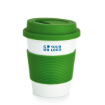 Taza takeaway biodegradable apta para lavavajillas de 350ml Latte color verde vista de impresión