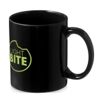 Tazas personalizadas en color de cerámica de 330ml Basic Colorful color negro vista impresión tampografía