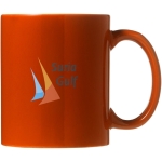Tazas personalizadas en color de cerámica de 330ml Basic Colorful color naranja segunda vista impresión con tampografía