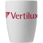 Taza de cerámica blanca con diseño a la moda 350ml Crescent Plus Economy color blanco vista con logo