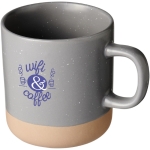 Taza personalizada de cerámica de fondo sin esmaltar 360ml Design color gris vista impresión tampografía