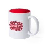 Taza blanca grabada a láser con color interior de 350ml Magic White color rojo primera vista