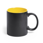 Tazas de cerámica negra para grabado láser con color 350ml Magic Black color amarillo primera vista