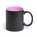 Tazas de cerámica negra para grabado láser con color 350ml Magic Black color rosa claro primera vista