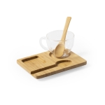Set de taza de cristal con cuchara y base 180ml Speciality Coffee color madera clara segunda vista