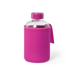 Bidón de cristal con funda de softshell a color 600ml Softshell color fucsia primera vista