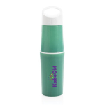 Botella ecológica personalizada hecha de caña de azúcar 500ml color verde vista con logo